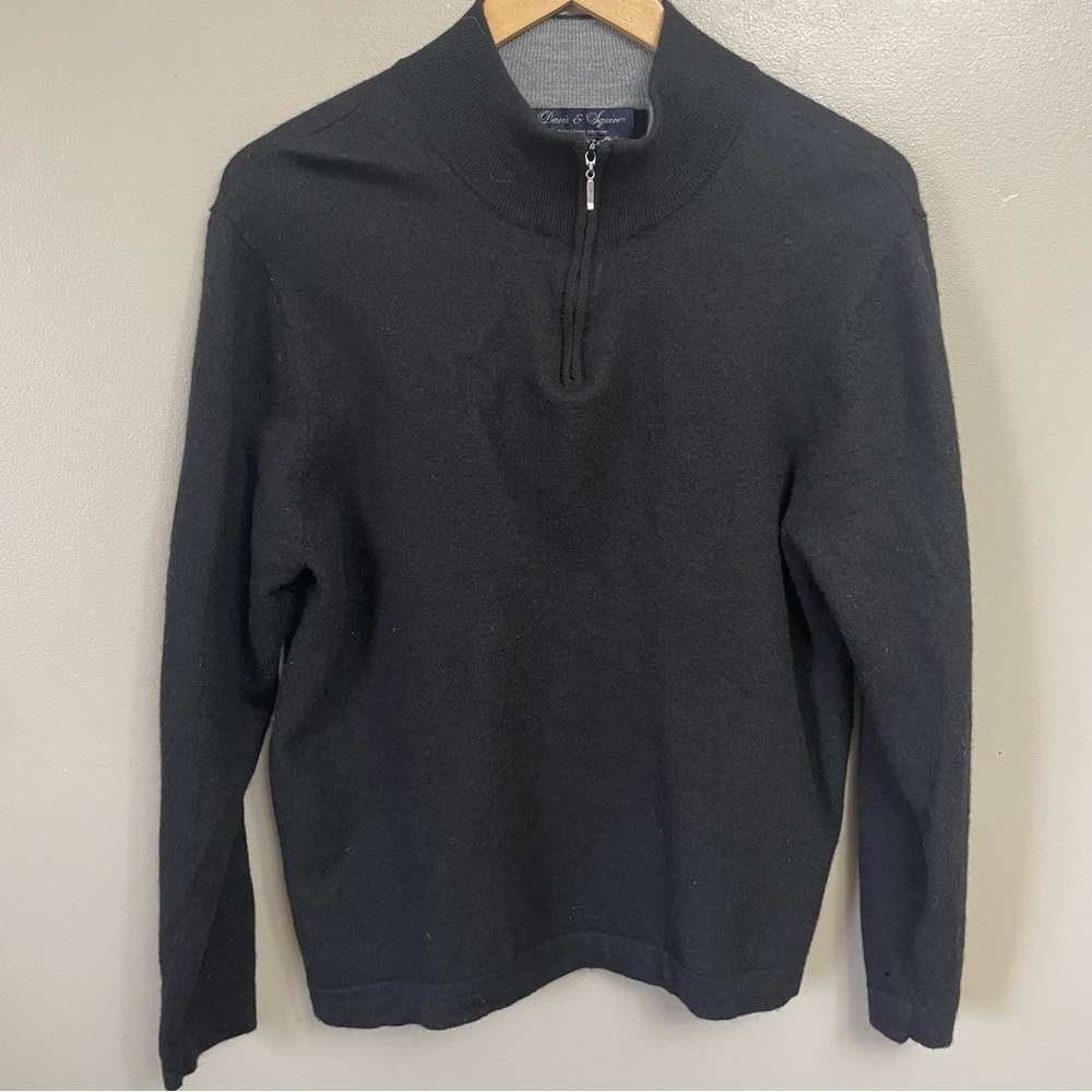 Davis & Squire Sweater Merino Wool Quarter Zip XL (measures smaller)